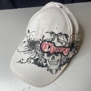 Chevrolet Racing Baseball Cap White Red Skull‎ Graphic Adjustable Adult One Size